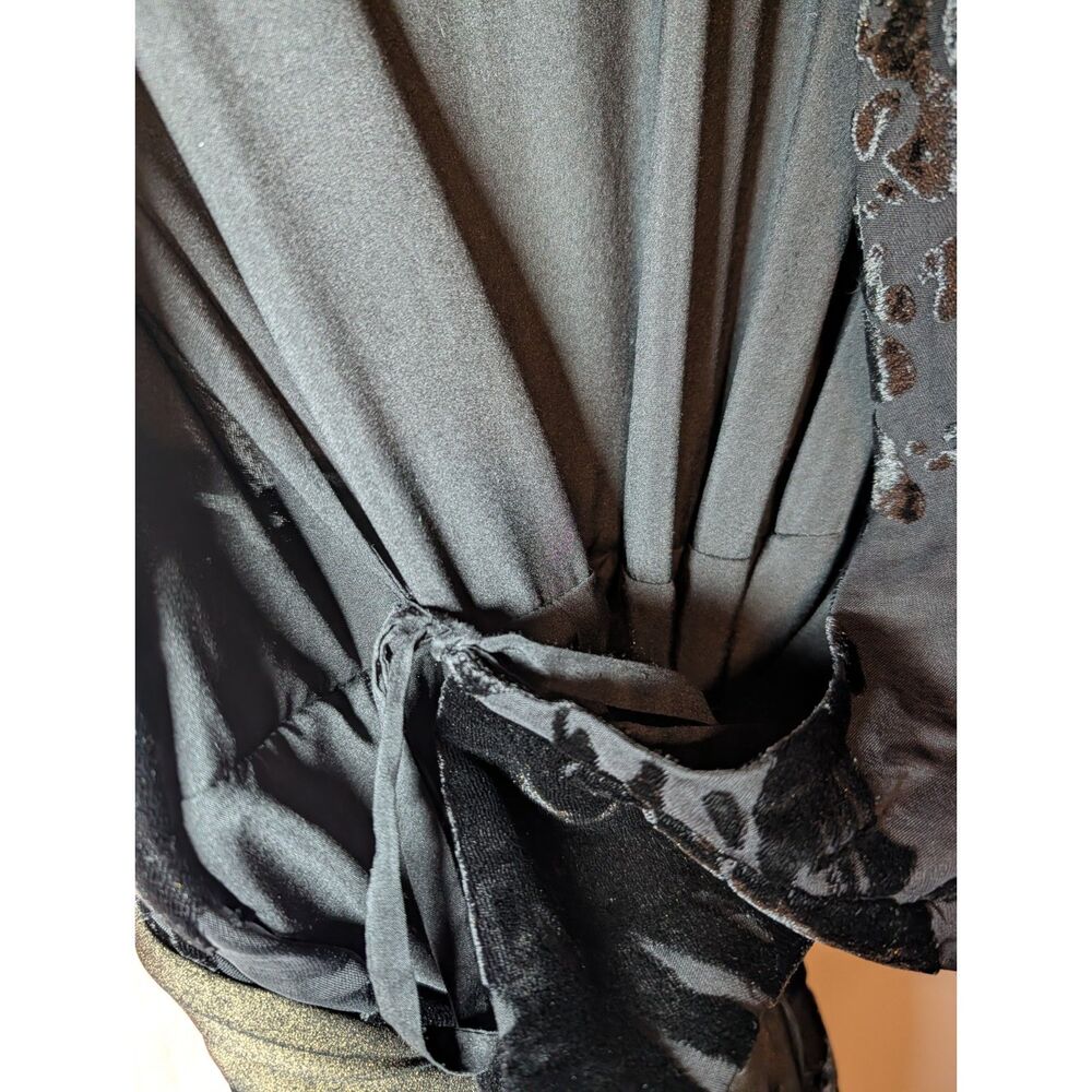 Hutch Black Burnout Velvet Wrap Maxi Dress Metallic Sash Hi-Low Hem Size M - Picture 10 of 12